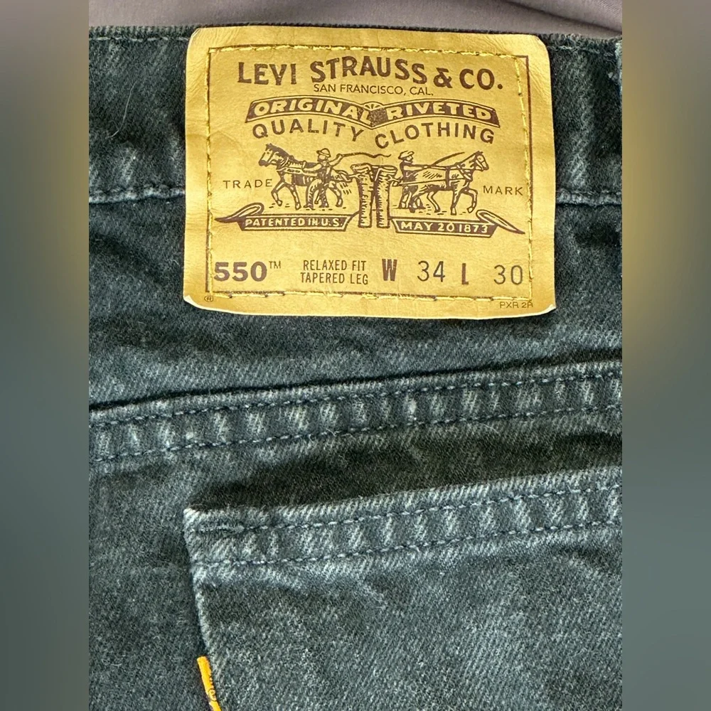 Vintage Levi's 550 Orange Tab Relaxed Fit Tapered Leg Jean USA Black 34x30